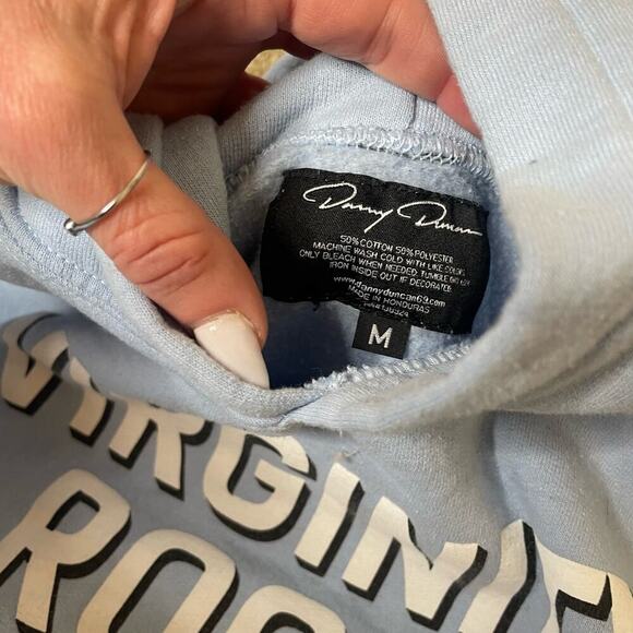 Virginity Rocks hoodie sweatshirt blue Danny Duncan SZ M 100% Cotton - Picture 5 of 8